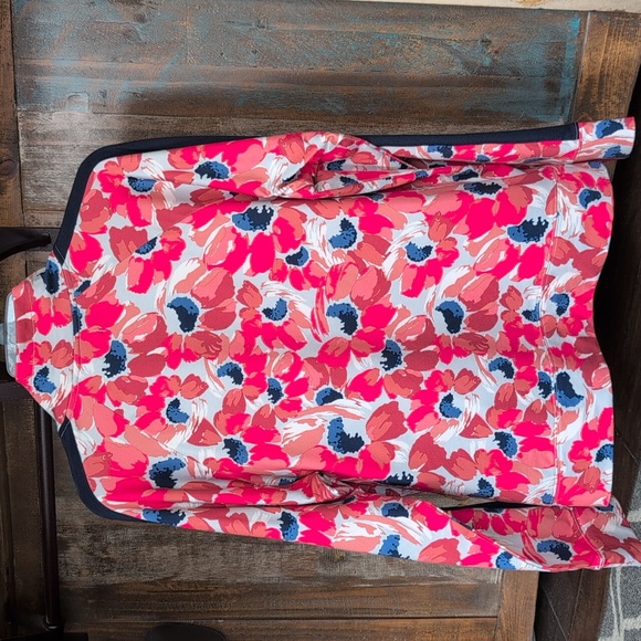 Aerie Floral Print Full Zip Track Jacket Navy Side Panel - Women's Large - Picture 5 of 6